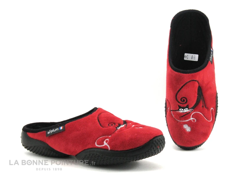 AirPlum BOOGY Rouge - Chat Noir - Pantoufle Femme 1 AirPlum BOOGY Rouge - Chat Noir - Pantoufle Femme
