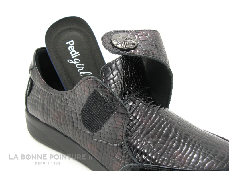 Pedi Girl DEMBA AMO Noir Bordeaux Croco - Chaussure Basse Femme A Scrach 5 Pedi Girl DEMBA AMO Noir Bordeaux Croco - Chaussure Basse Femme A Scrach – Image 5