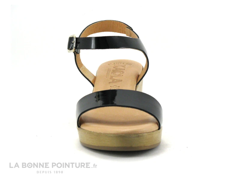 Kaola 710 - Sandale Noire Verni Petit Talon 2 Kaola 710 - Sandale Noire Verni Petit Talon – Image 2