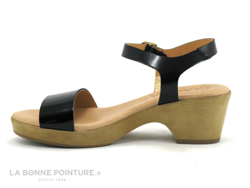 Kaola 710 - Sandale Noire Verni Petit Talon 3 Kaola 710 - Sandale Noire Verni Petit Talon – Image 3