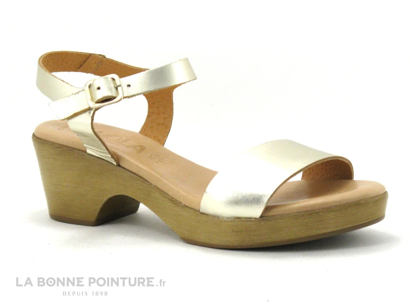 Kaola 710 - Platine - Sandale Doree Petit Talon 1 Kaola 710 - Platine - Sandale Doree Petit Talon