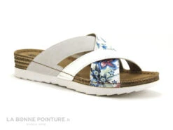 Morans MICAS 27355 Blanc Gris Fleurs - Brides Croisees - Mule