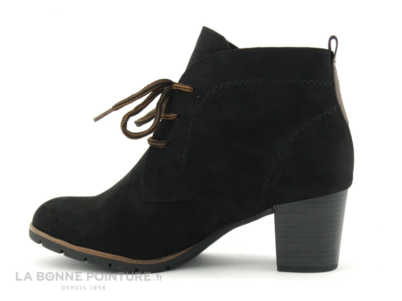Marco Tozzi 2-25107-27 Black - Bottine Noire Talon - Lacet Marron 3 Marco Tozzi 2-25107-27 Black - Bottine Noire Talon - Lacet Marron – Image 3