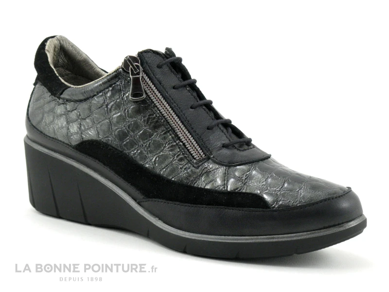 Pedi Girl GIFAR Anthracite Croco - Chaussure Compensee Avec Zip 1 Pedi Girl GIFAR Anthracite Croco - Chaussure Compensee Avec Zip