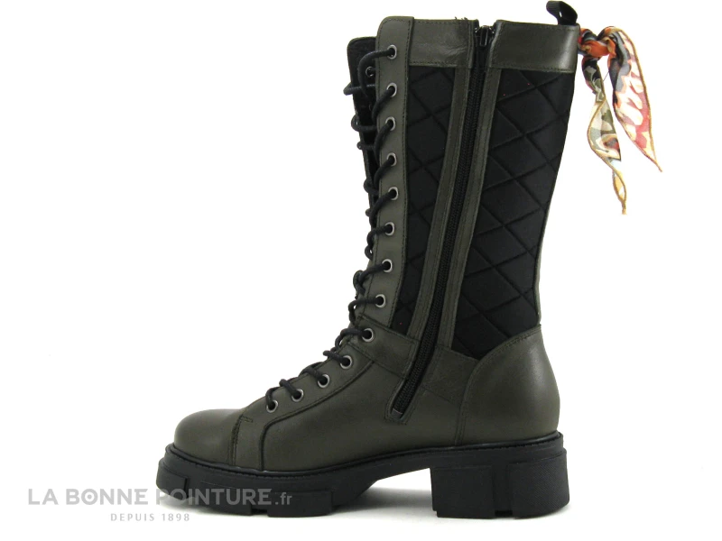 GoodStep 3625-D07 Kaki - Noir Matelasse - Bottine Lacet Femme 3 GoodStep 3625-D07 Kaki - Noir Matelasse - Bottine Lacet Femme – Image 3