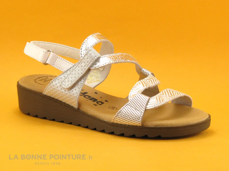 Jordana 3337 Blanc Argent - 2 Velcros - Sandale Femme 5 Jordana 3337 Blanc Argent - 2 Velcros - Sandale Femme – Image 5