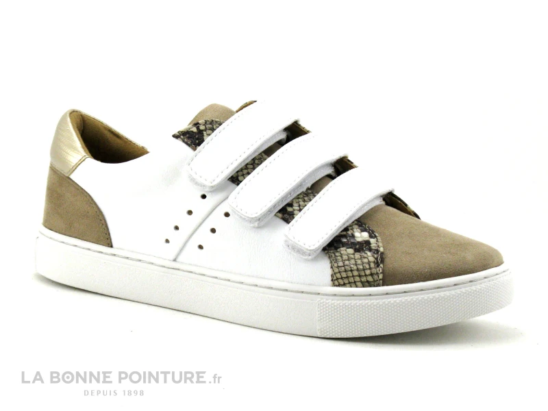 The Divine Factory QL4505 Blanc Beige - Basket 3 Velcros Femme 1 The Divine Factory QL4505 Blanc Beige - Basket 3 Velcros Femme