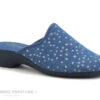 Semelflex COLETTE - Bleu Jeans - Pois Argent - Pantoufle Mule Femme