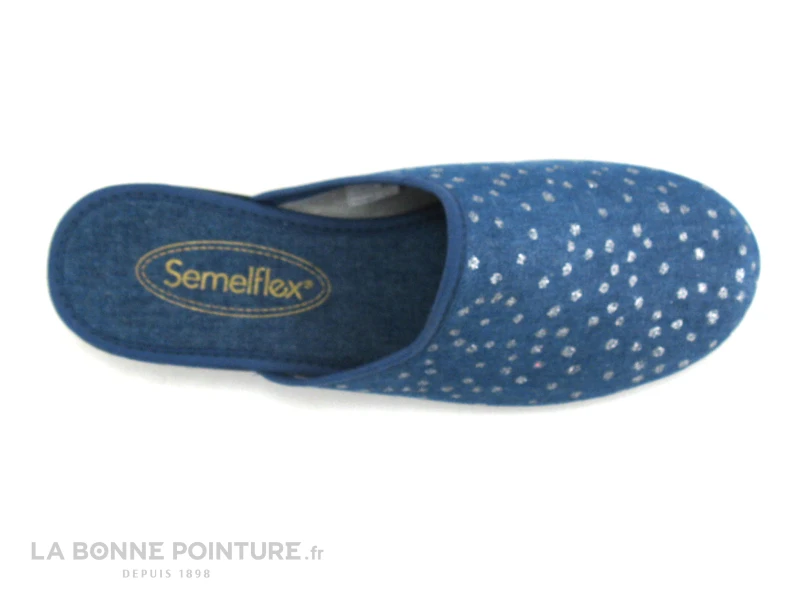 Semelflex COLETTE - Bleu Jeans - Pois Argent - Pantoufle Mule Femme 6 Semelflex COLETTE - Bleu Jeans - Pois Argent - Pantoufle Mule Femme – Image 6
