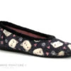Maison Espadrille 6176 Noir Gris Rose - Pantoufle Ballerine Souple Avec Chats