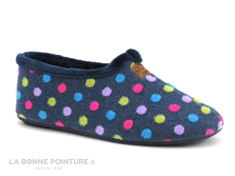 Ouf NADIS Marine - Pois Multicolores - Chausson Femme 1 Ouf NADIS Marine - Pois Multicolores - Chausson Femme