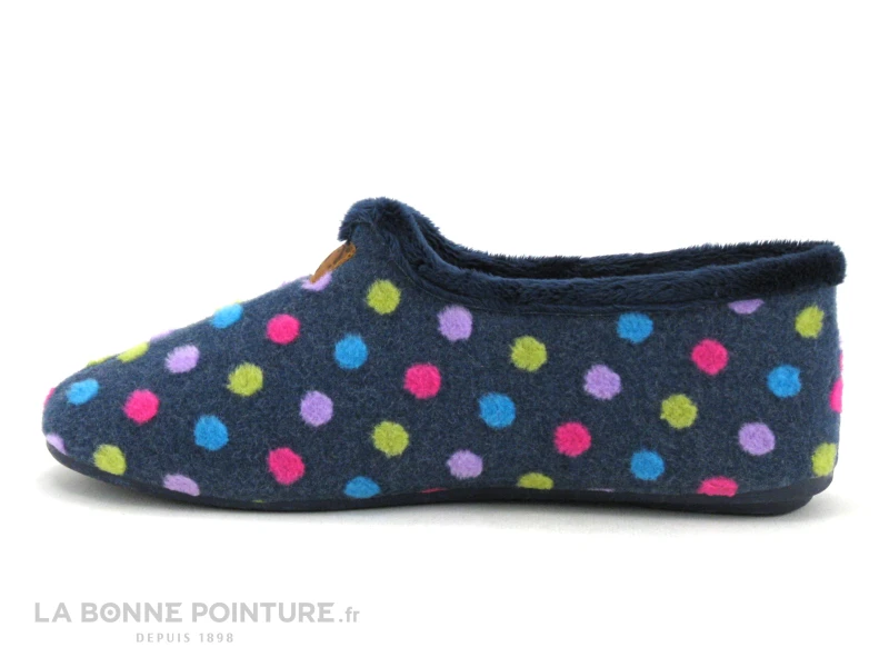 Ouf NADIS Marine - Pois Multicolores - Chausson Femme 2 Ouf NADIS Marine - Pois Multicolores - Chausson Femme – Image 2