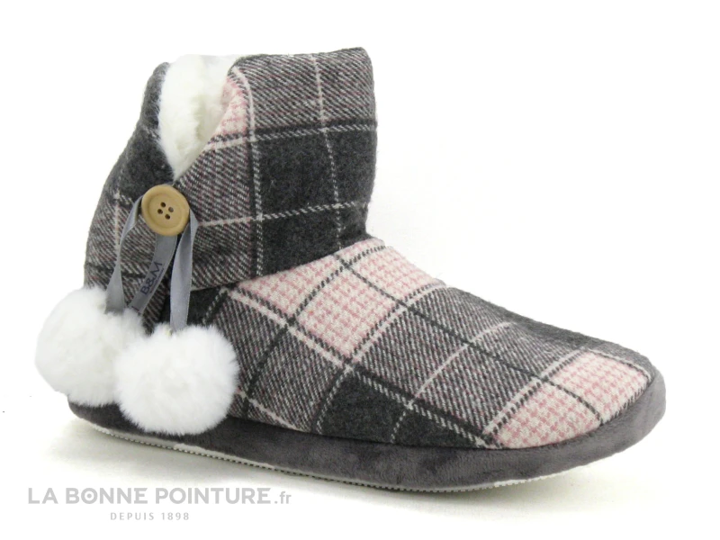 B Et M Banana Moon - REBOOT Gris Rose - Carreaux - Chausson Montant 1 B Et M Banana Moon - REBOOT Gris Rose - Carreaux - Chausson Montant