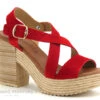 Valerias 5210 - Nu-pieds Rouge - Talon Haut Et Large