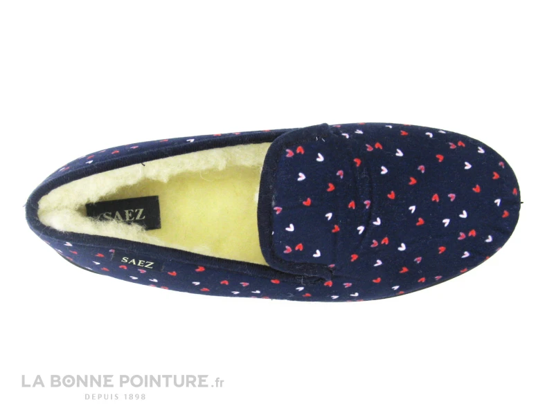 Saez CADETE Bleu Marine - Coeurs Roses - Charentaise Femme 3 Saez CADETE Bleu Marine - Coeurs Roses - Charentaise Femme – Image 3
