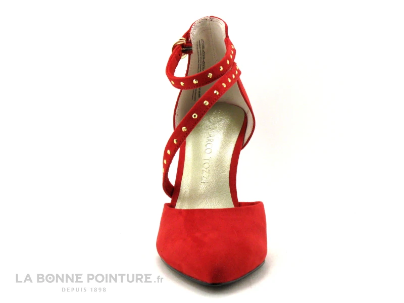 Marco Tozzi 2-24407-20 Red - Escarpin Pointu Rouge - Talon Haut - Bride Cloutee 2 Marco Tozzi 2-24407-20 Red - Escarpin Pointu Rouge - Talon Haut - Bride Cloutee – Image 2