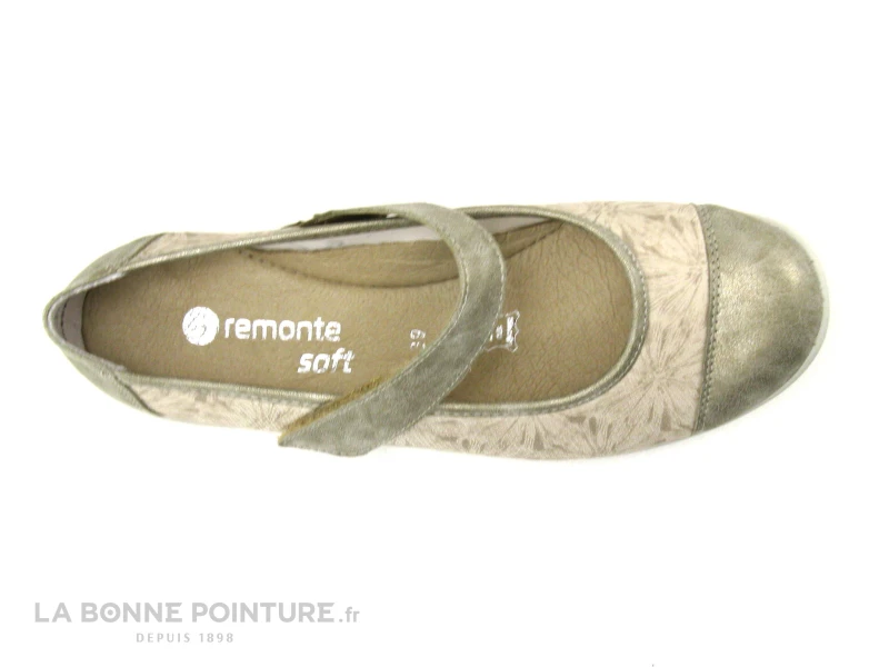 Remonte R7627-93 - Ballerine Beige Et Fleurie Avec Bride Velcro 6 Remonte R7627-93 - Ballerine Beige Et Fleurie Avec Bride Velcro – Image 6