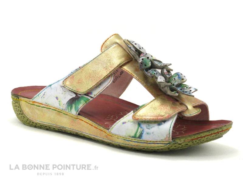 Laura Vita LINAO 01 Rouge Blanc Jaune Fleuri - Mule Reglable Femme 1 Laura Vita LINAO 01 Rouge Blanc Jaune Fleuri - Mule Reglable Femme