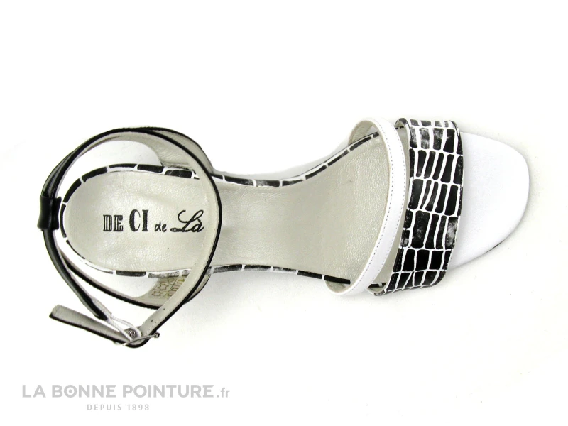 DE CI De La - VULPIN - Noir Blanc Croco - Sandale Talon Haut 6 DE CI De La - VULPIN - Noir Blanc Croco - Sandale Talon Haut – Image 6
