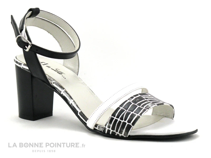 DE CI De La - VULPIN - Noir Blanc Croco - Sandale Talon Haut 5 DE CI De La - VULPIN - Noir Blanc Croco - Sandale Talon Haut – Image 5