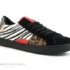 LPB Moon Walk Noir - Zebre Leopard - Basket Basse Femme