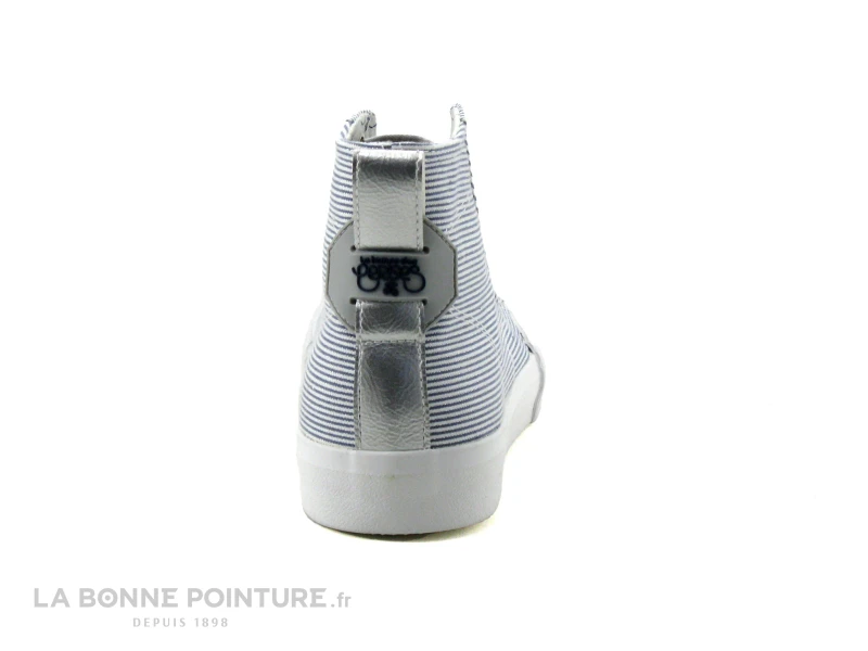 Le Temps Des Cerises HARLOW Strip Shinny - Basket Montante Blanc Bleu 4 Le Temps Des Cerises HARLOW Strip Shinny - Basket Montante Blanc Bleu – Image 4