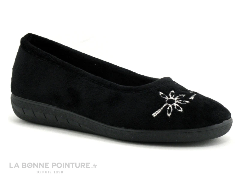 Koyuk Dinamic 614003 Noir - Fleurs Argent - Chausson Ballerine 1 Koyuk Dinamic 614003 Noir - Fleurs Argent - Chausson Ballerine