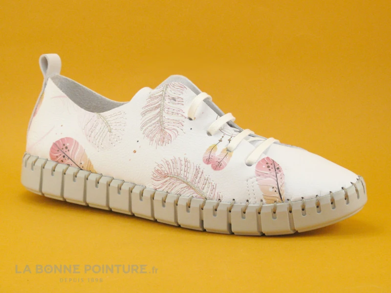 Fabiolas 25113 - Blanc - Plumes - Basket Basse Femme 1 Fabiolas 25113 - Blanc - Plumes - Basket Basse Femme