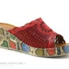 Karyoka GENI BIS Rouge - Semelle Compensee Serpent - Mule Femme