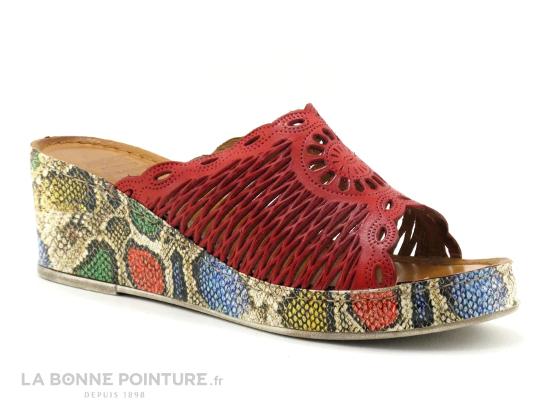 Karyoka GENI BIS Rouge - Semelle Compensee Serpent - Mule Femme 1 Karyoka GENI BIS Rouge - Semelle Compensee Serpent - Mule Femme