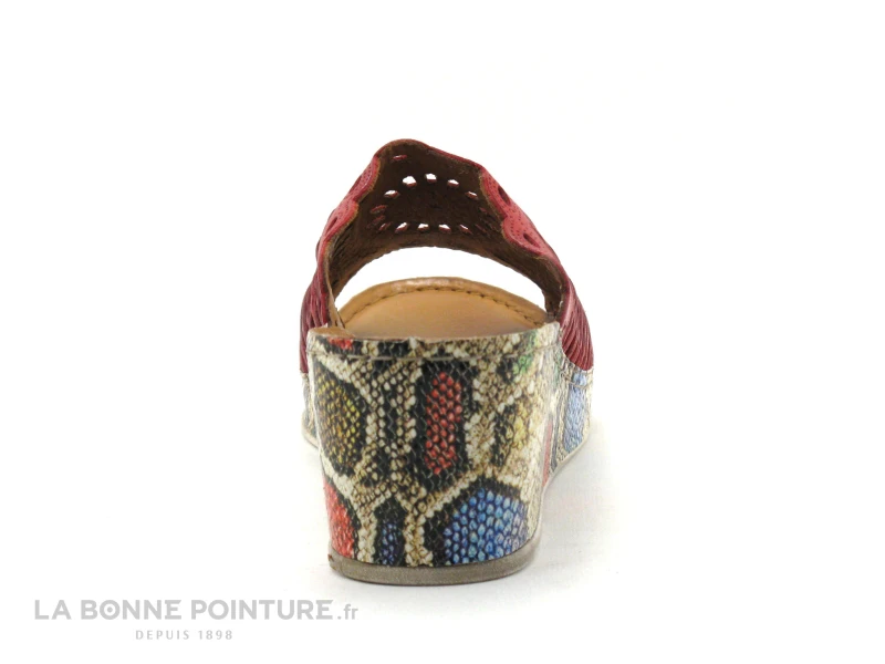 Karyoka GENI BIS Rouge - Semelle Compensee Serpent - Mule Femme 4 Karyoka GENI BIS Rouge - Semelle Compensee Serpent - Mule Femme – Image 4