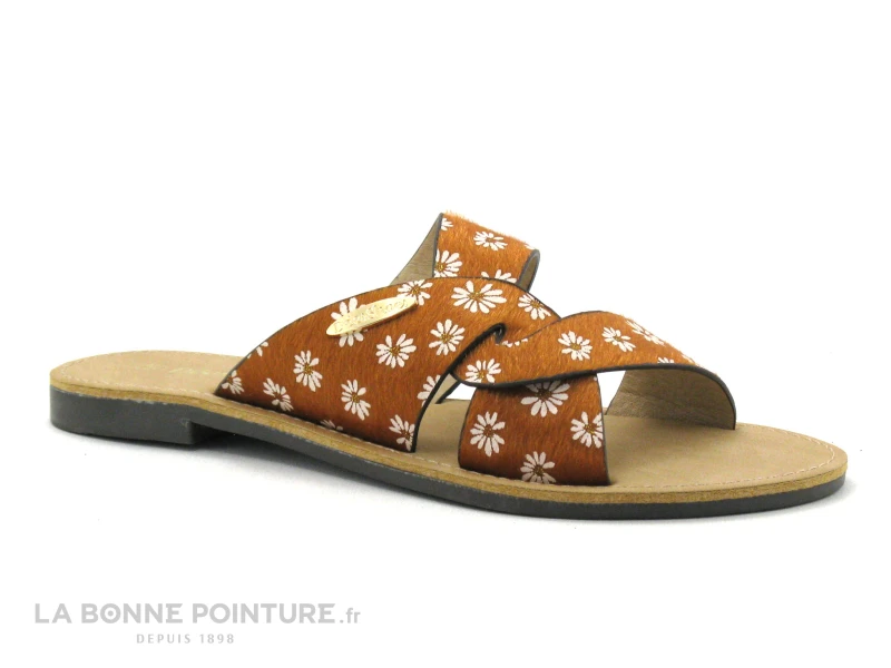 Dees Shoes MIAJA Orange - Fleurs - Mule Plate Femme 1 Dees Shoes MIAJA Orange - Fleurs - Mule Plate Femme