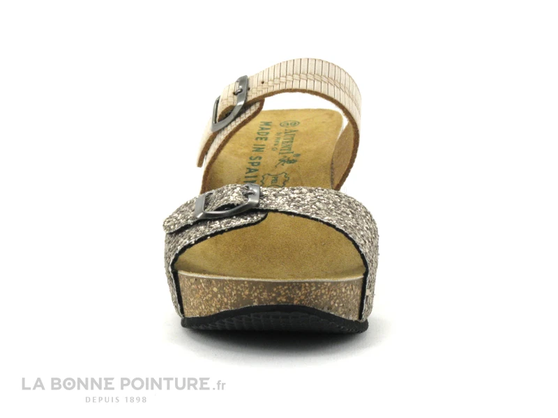 Autenti 687056 Gold - Beige - Pailletes Or - Mule Talon Compense 2 Autenti 687056 Gold - Beige - Pailletes Or - Mule Talon Compense – Image 2