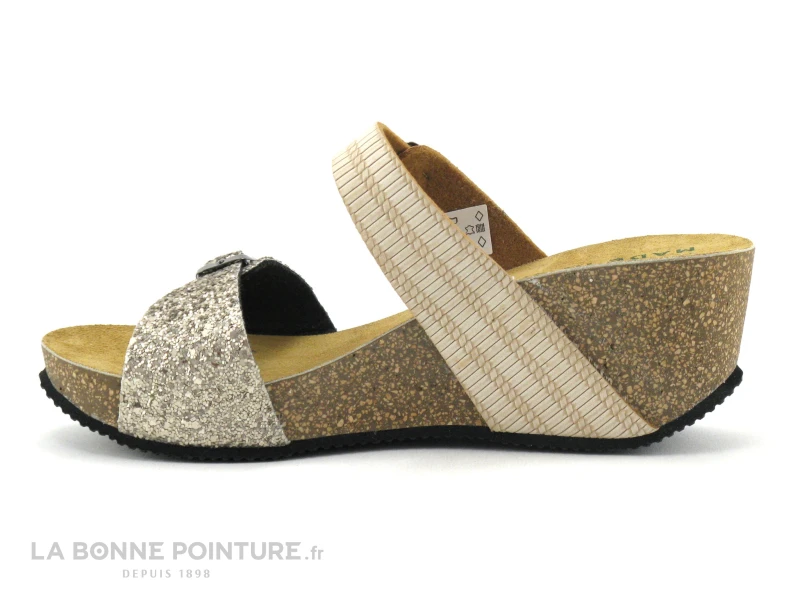 Autenti 687056 Gold - Beige - Pailletes Or - Mule Talon Compense 3 Autenti 687056 Gold - Beige - Pailletes Or - Mule Talon Compense – Image 3